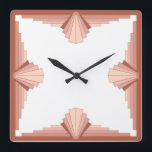 Reloj Cuadrado Elementos Art deco en oro rosa completo08<br><div class="desc">Un patrón clásico de estilo Art Deco creado en paleta dorada rosa completa</div>