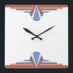 Reloj Cuadrado Elementos Art deco en rosa dorado y azul01<br><div class="desc">Un clásico estilo art decó creado en paleta dorada rosa y azul marrón</div>