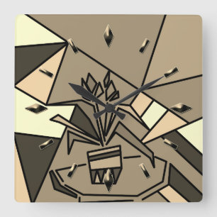 Reloj Cuadrado Elementos de textura de mosaico romántico flores d