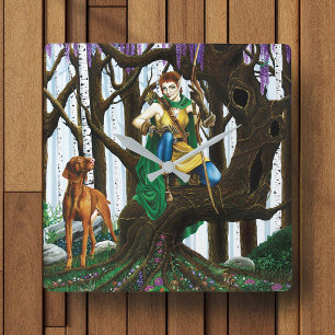 Reloj Cuadrado Elfo de fantasía Arquero Perro Vizsla Bosque Encan