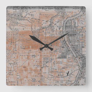 Reloj Cuadrado Elgin Illinois 1870 Planta Map Fox River Downtown