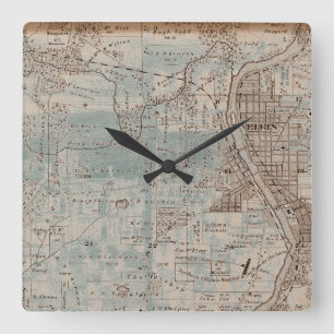 Reloj Cuadrado Elgin Illinois 1870 Planta Map Fox River Downtown