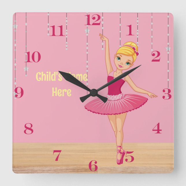 Reloj Cuadrado Elise Blonde Ballerina Wall Clock (Anverso)