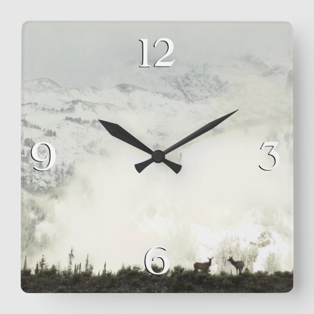 Reloj Cuadrado Elk en el Parque Nacional de Grand Teton (Anverso)