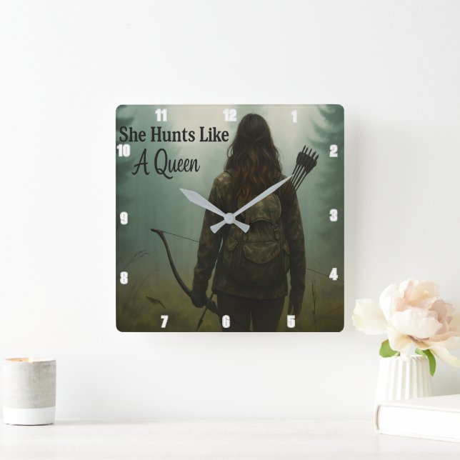 Reloj Cuadrado Ella Caza Como Una Reina (Hogar)