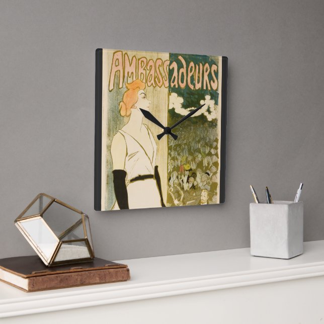 Reloj Cuadrado Embajadores Yvette Guilbert de Theophile Steinlen (Oficina)
