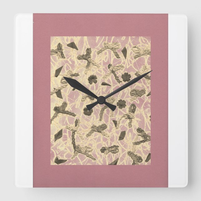 Reloj Cuadrado Embellished Floating Bows Square Wall Clock (Anverso)