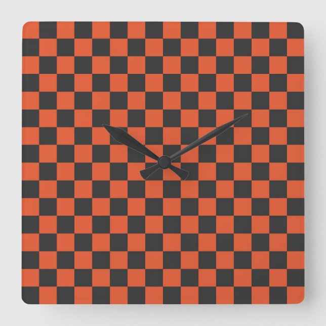Reloj Cuadrado Ember and ash checkerboard pattern (Anverso)