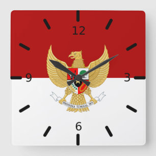 Reloj Cuadrado emblema de la bandera de Indonesia  
