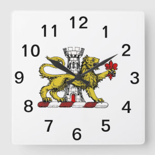 Reloj Cuadrado Emblema de la Cresta Fleur de Lis de la Torre del