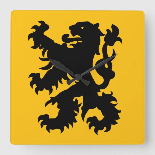 Reloj Cuadrado Emblema del León Flamenco (Anverso)