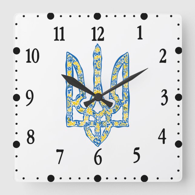 Reloj Cuadrado Emblema nacional ucraniano trident tryzub (Anverso)