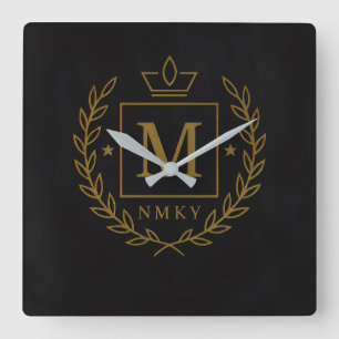 Reloj Cuadrado "Emblema Real NMKY – Diseño de Cresta con Monogram