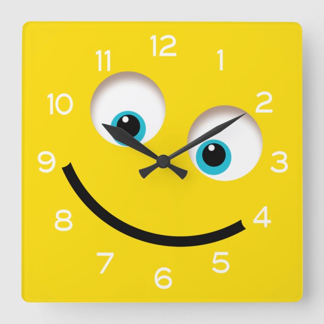 Reloj Cuadrado Emoji amarilla (Anverso)