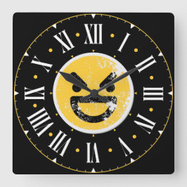 Reloj Cuadrado Emoji de cara media dentro de los números romanos