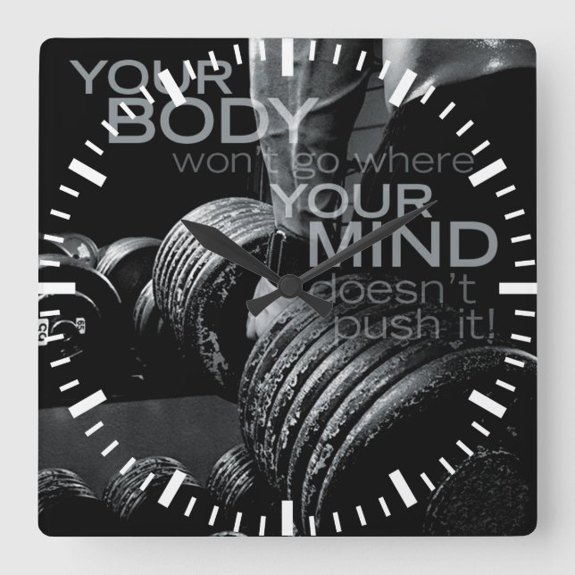 Reloj Cuadrado Empujar tu mente y cuerpo - Motivación de entrenam (Anverso)