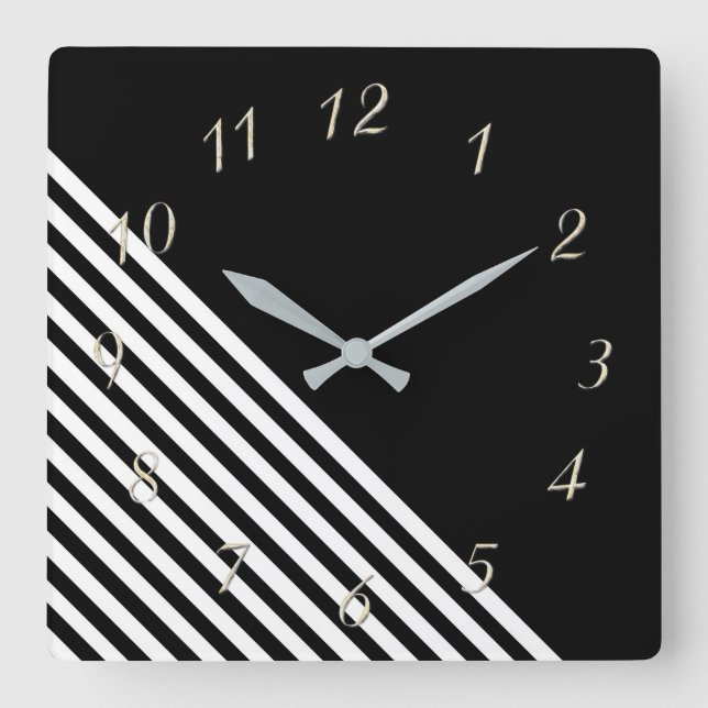 Reloj Cuadrado En blanco y negro (Anverso)