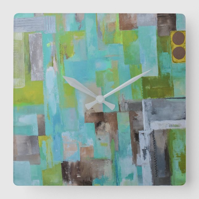 Reloj Cuadrado En el Beach Wall Clock (Anverso)