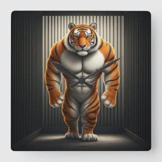 Reloj cuadrado en jaulas de tigre