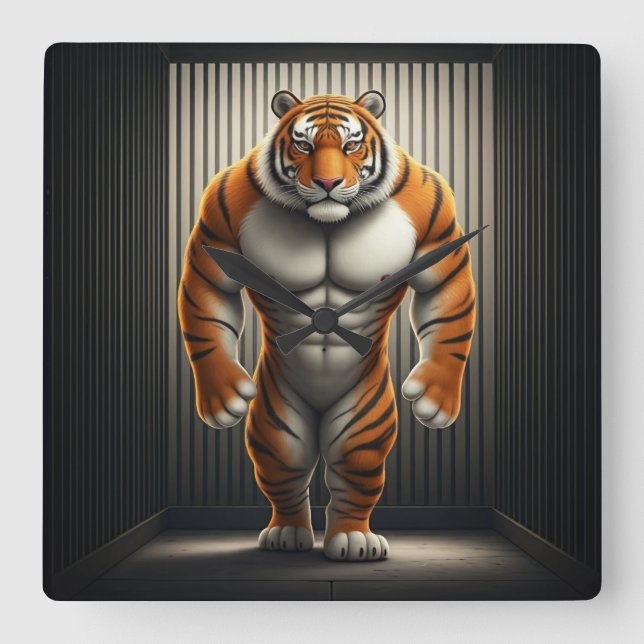 Reloj cuadrado en jaulas de tigre (Anverso)