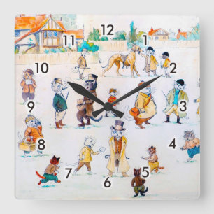 Reloj Cuadrado En las carreras de Cat Town, Louis Wain