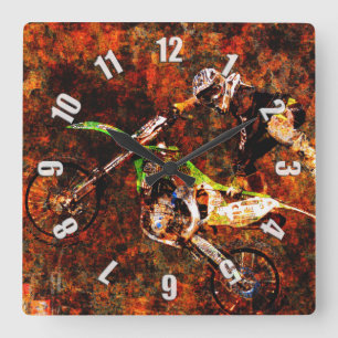 Reloj Cuadrado "En llamas" Motocross Rider estilo libre