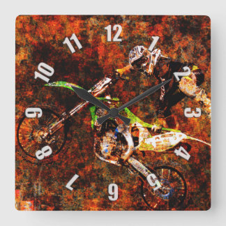 Reloj Cuadrado "En llamas" Motocross Rider estilo libre