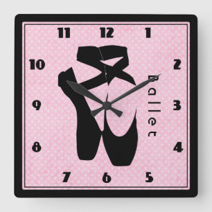 Reloj Cuadrado En negro Pointe de los zapatos de ballet