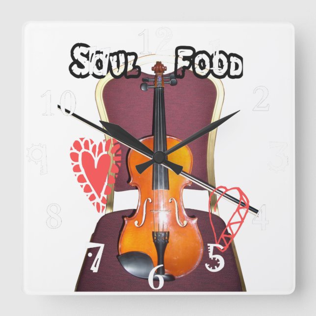Reloj Cuadrado Encantador Soul Food Time Sonido de amor (Anverso)