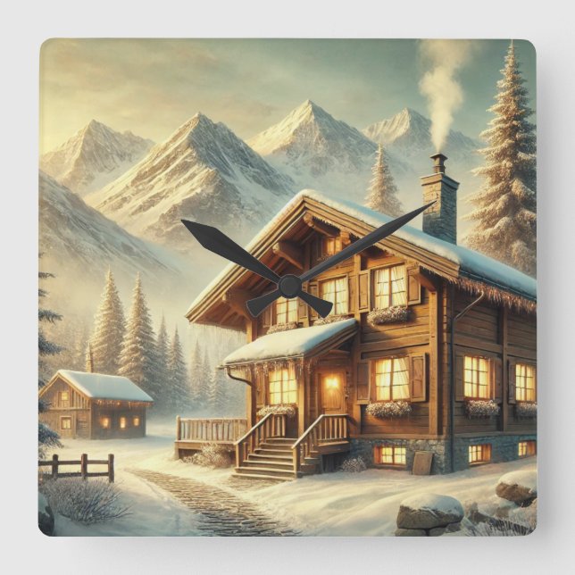 Reloj Cuadrado Encanto alpino (Anverso)