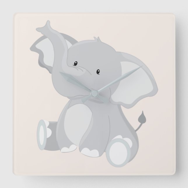 Reloj Cuadrado Encanto de Elefante (Anverso)