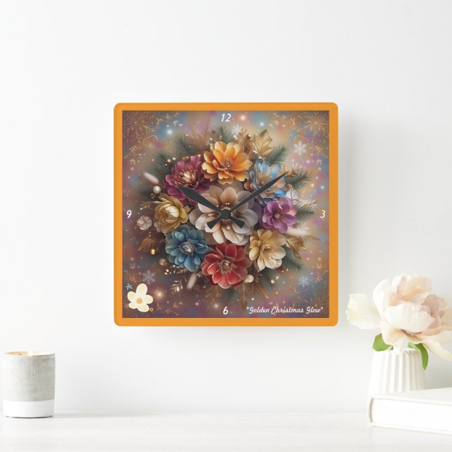 Reloj Cuadrado "Encanto floral invernal" (Hogar)