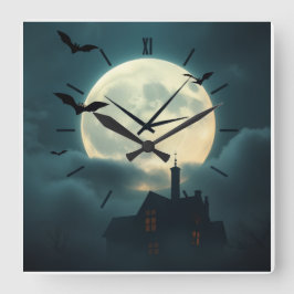 Reloj Cuadrado Enchanting Haunted Moon Clock | Luxury Gothic Art