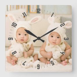 Reloj Cuadrado Enfermería de fotos de gemelos adorables