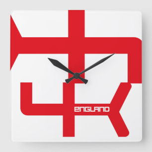 RELOJ CUADRADO ENGLAND VER UK FLAG TEXT BY MASANSER PIXELAT