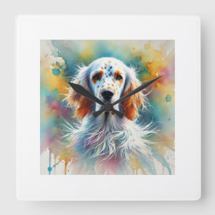 Reloj Cuadrado English Setter in Nature 060924AREF147 - Watercolo