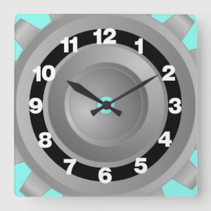 Reloj Cuadrado Engranaje Gris