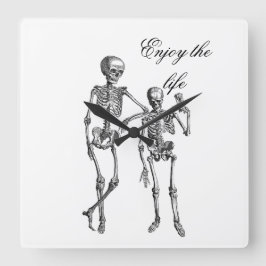 Reloj Cuadrado Enjoy the Life Skeleton Couple Wall Clock