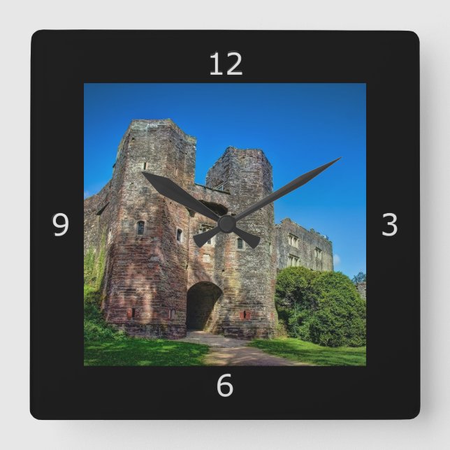 Reloj Cuadrado Entrada de castillo inglés en un día de verano (Anverso)