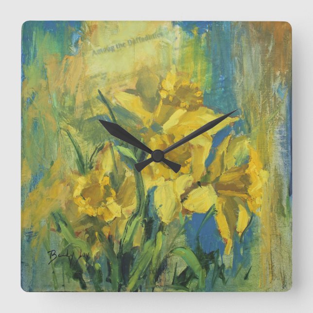 Reloj Cuadrado Entre los Daffodils (Anverso)