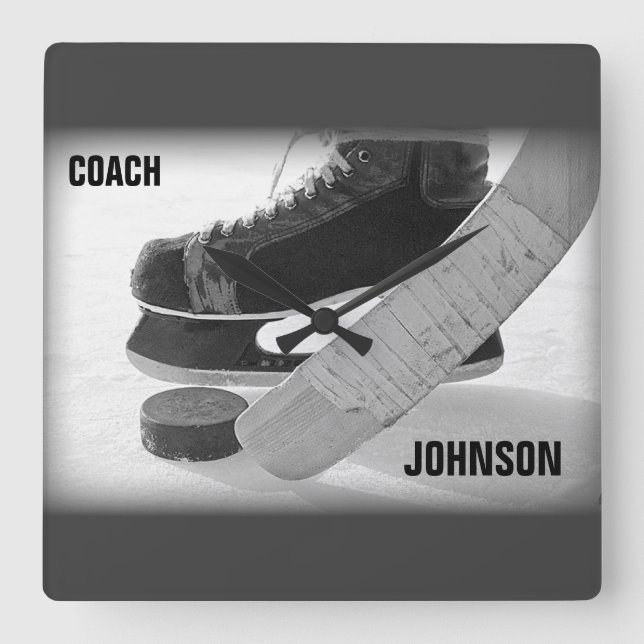 Reloj Cuadrado Entrenador de hockey sobre hielo gracias (Anverso)