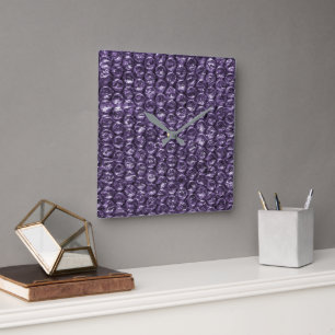 Reloj Cuadrado envoltorio de burbujas morado