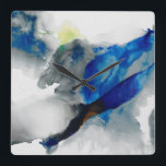 Reloj Cuadrado Ephemeral - Blue & Grey<br><div class="desc">Ephemeral I by Sisa Jasper. Smokey-like abstract design done in greys and deep blues.</div>