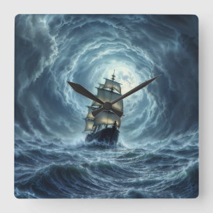 Reloj Cuadrado Epic tormenta épica del barco de vela decoración d