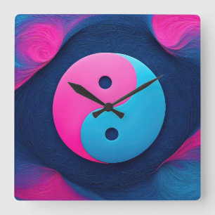 Reloj Cuadrado Equilibrio geométrico: patrón vibrante de Yin Yang