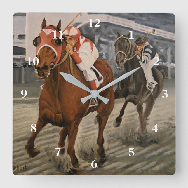 Reloj Cuadrado Equine Thoroughbred gana la carrera de caballos Wa (Anverso)