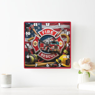 Reloj Cuadrado Equipo de rescate de Héroes para bomberos