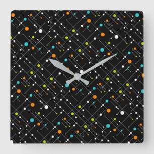 Reloj Cuadrado Era espacial retra del negro del inconformista