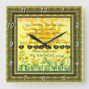Reloj Cuadrado Eres mi sol con flores en amarillo