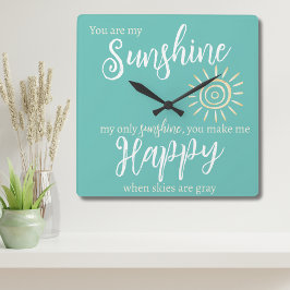 Reloj Cuadrado Eres mi sol me hace feliz azul con el sol